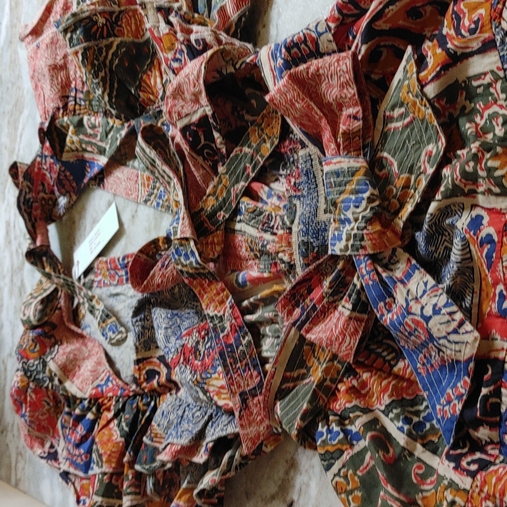 Boho Patchwork Ruffle Mini Dress - Multicolor - Picture 16 of 16